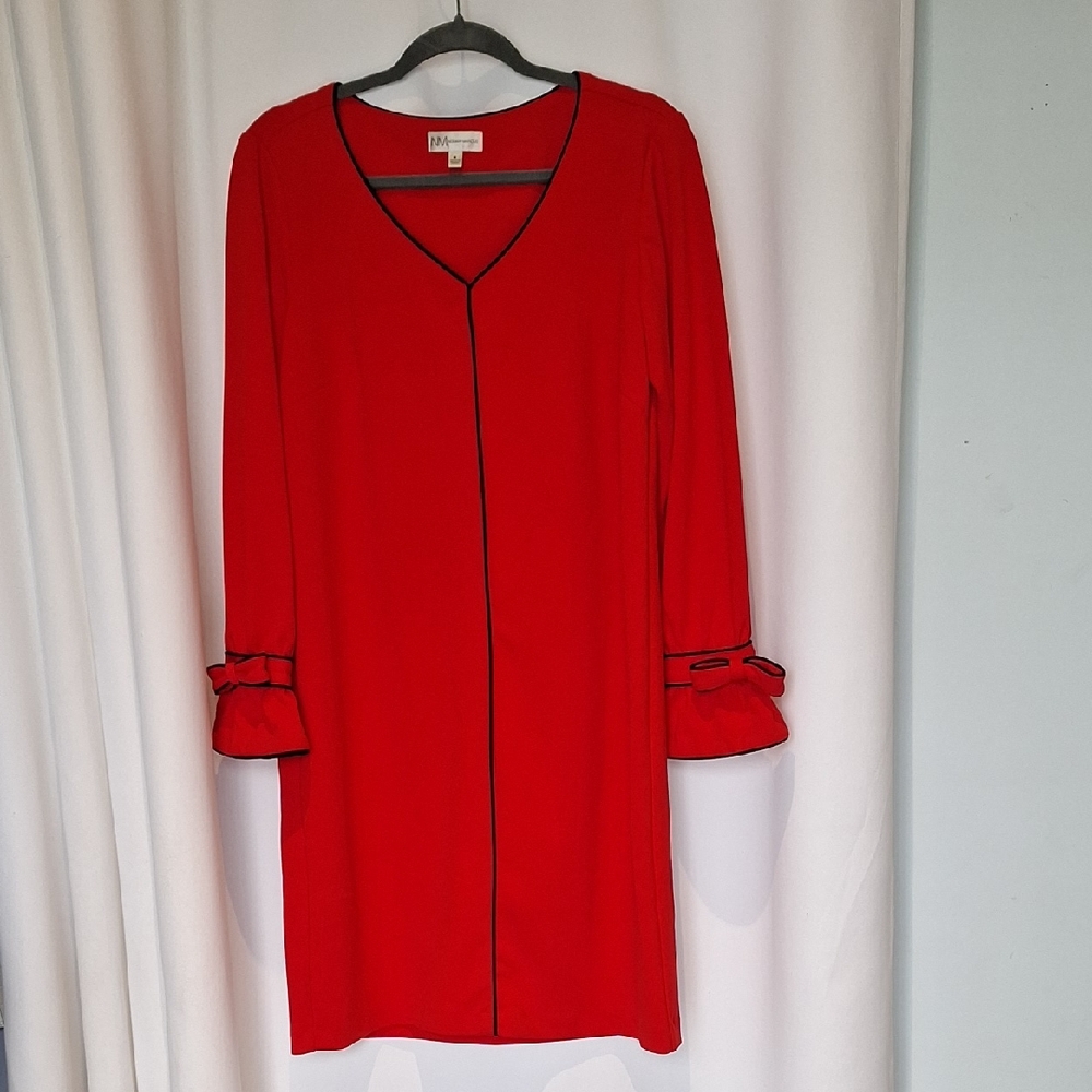 Neiman Marcus Red Sheath Dress With Bow Accents Size 8